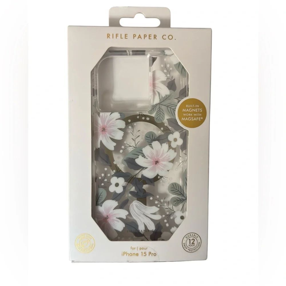 RIFLE PAPER CO I PHONE CASE FOR I PHONE 15 PRO DURABLE DROP PROTECTION 12 FT NWT